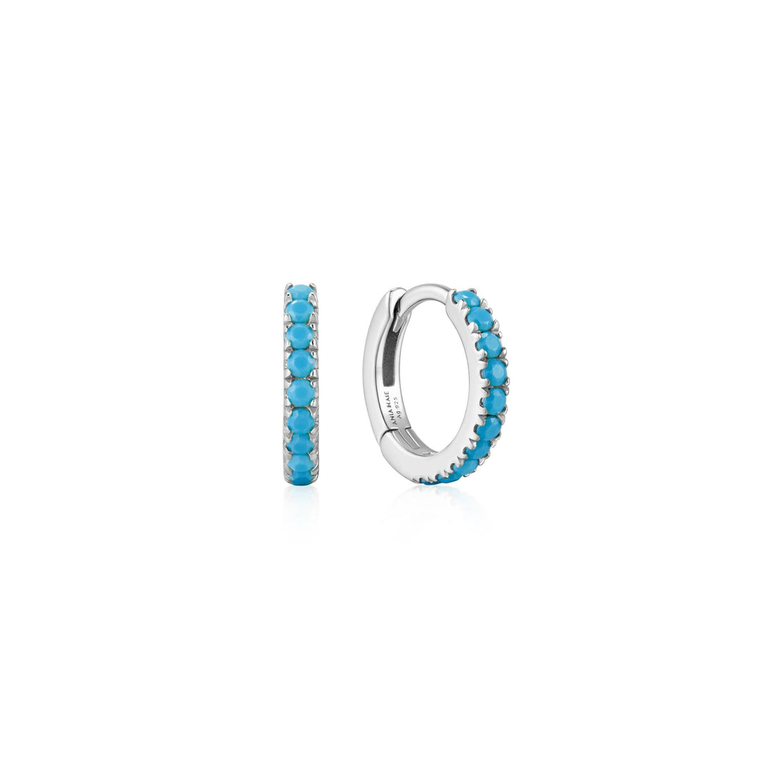 Ania Haie Silver Aqua Blue Row Huggie Hoop Earrings E073-03H
