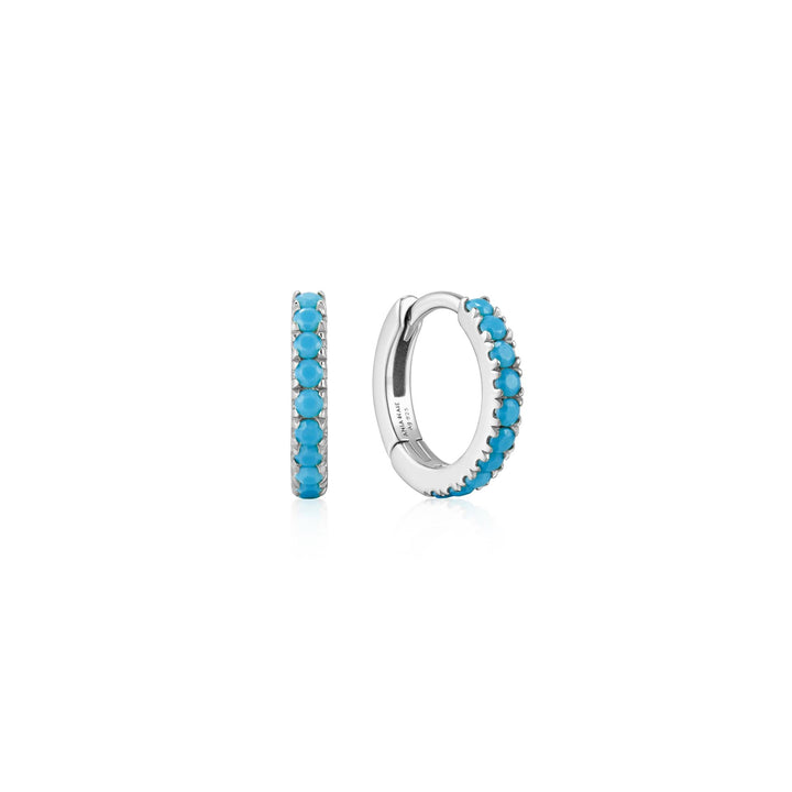 Ania Haie Silver Aqua Blue Row Huggie Hoop Earrings E073-03H