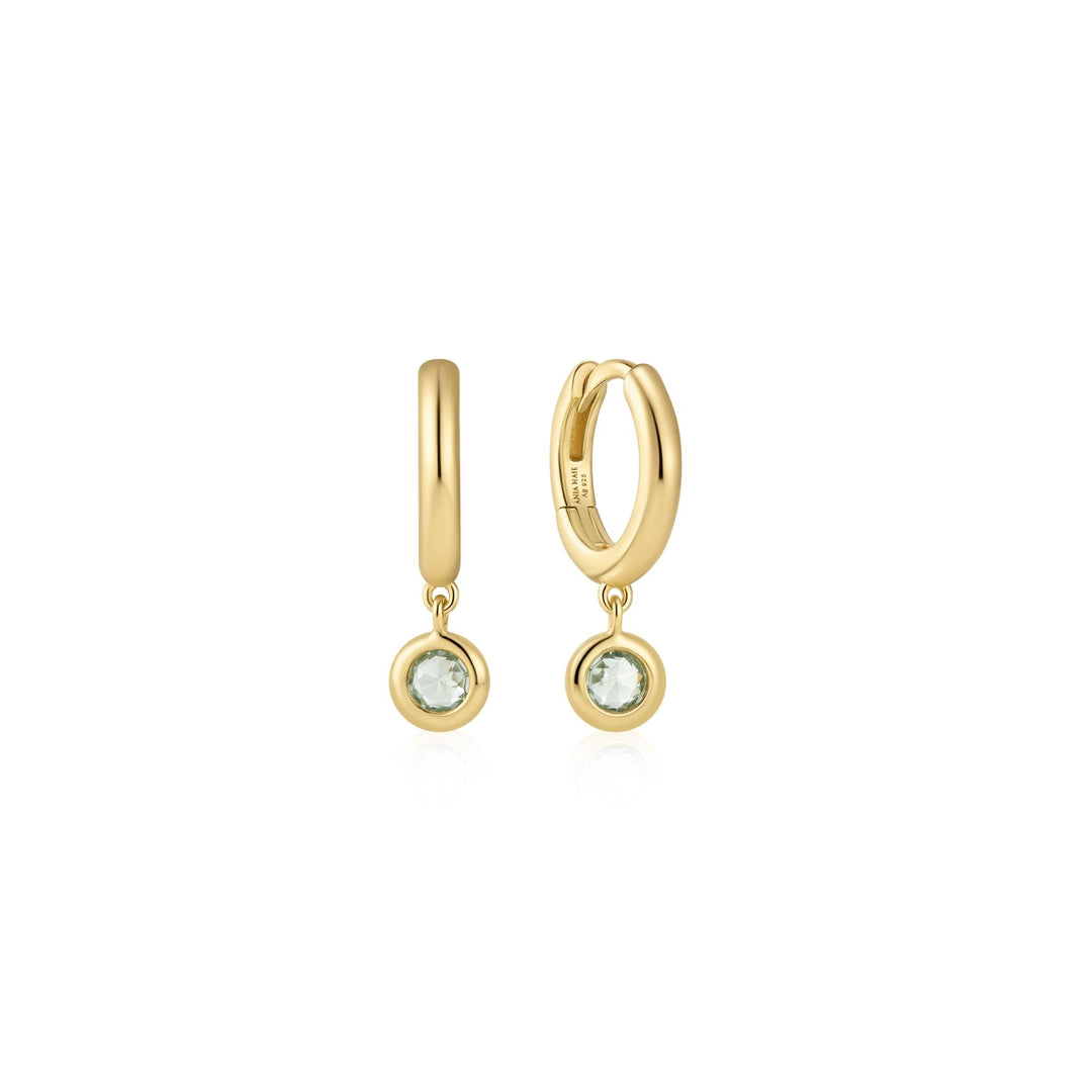 Ania Haie Gold Dangling Mint Green Huggie Hoop Earrings E073-04G