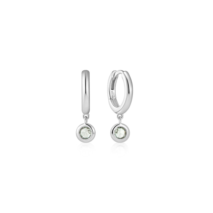 Ania Haie Silver Dangling Mint Green Huggie Hoop Earrings E073-04H