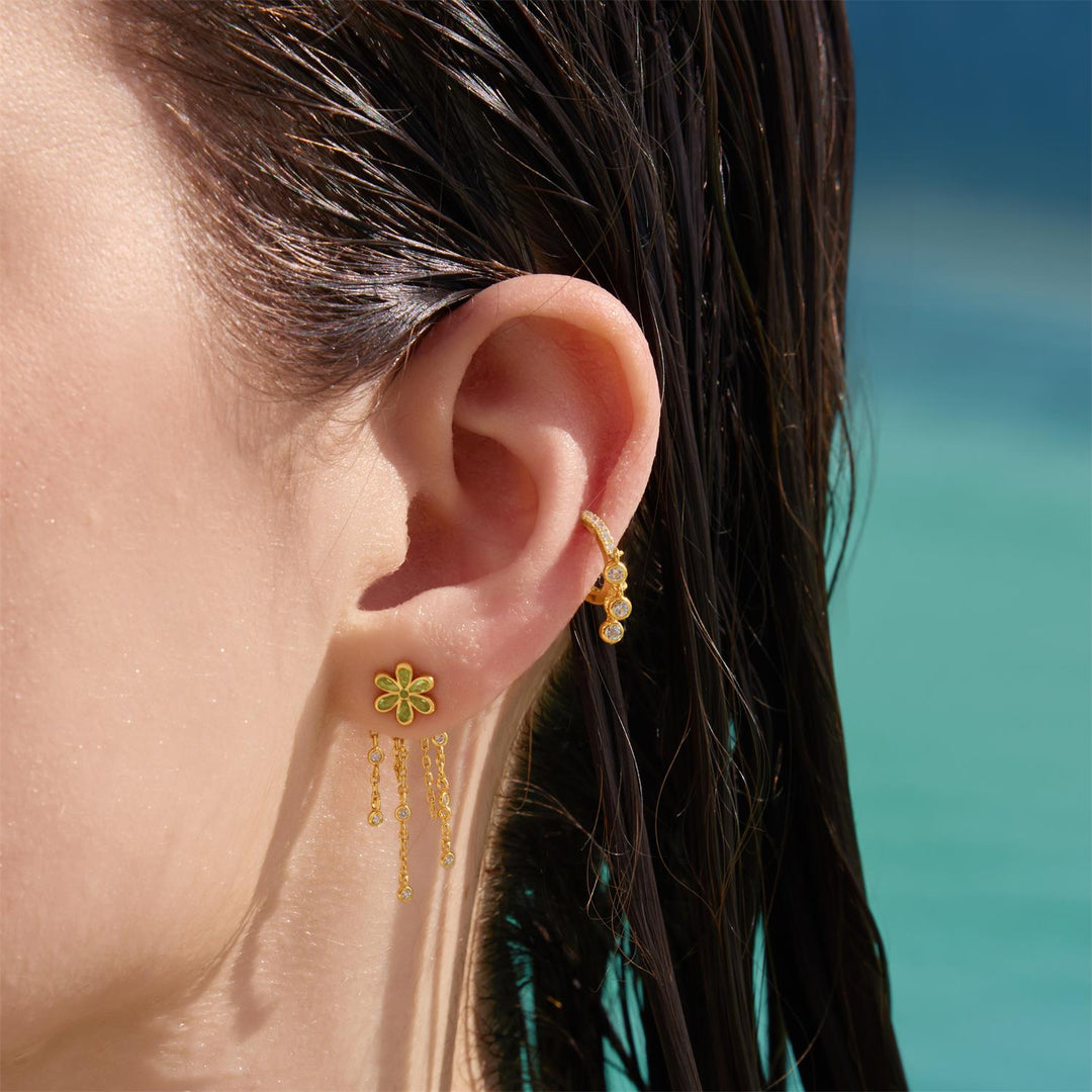 Ania Haie Gold Floral Tassel Drop Stud Earrings E073-05G