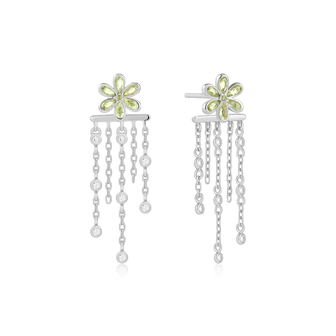 Ania Haie Silver Floral Tassel Drop Stud Earrings E073-05H