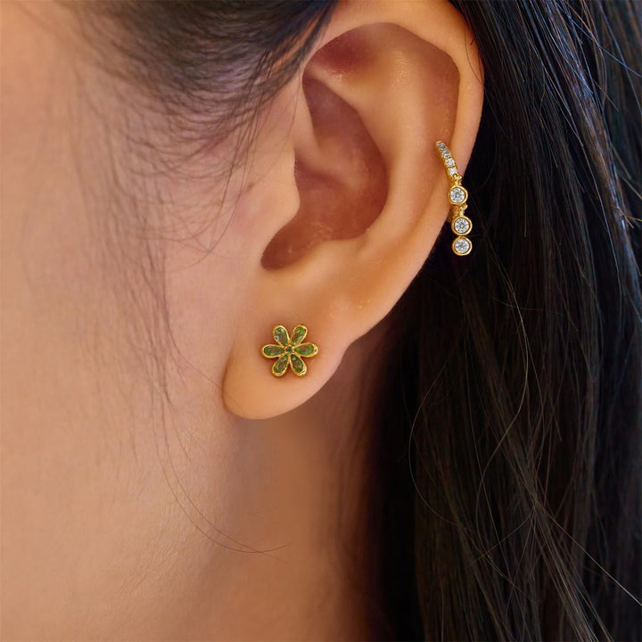 Ania Haie Gold Mint Green Floral Stud Earrings E073-06G
