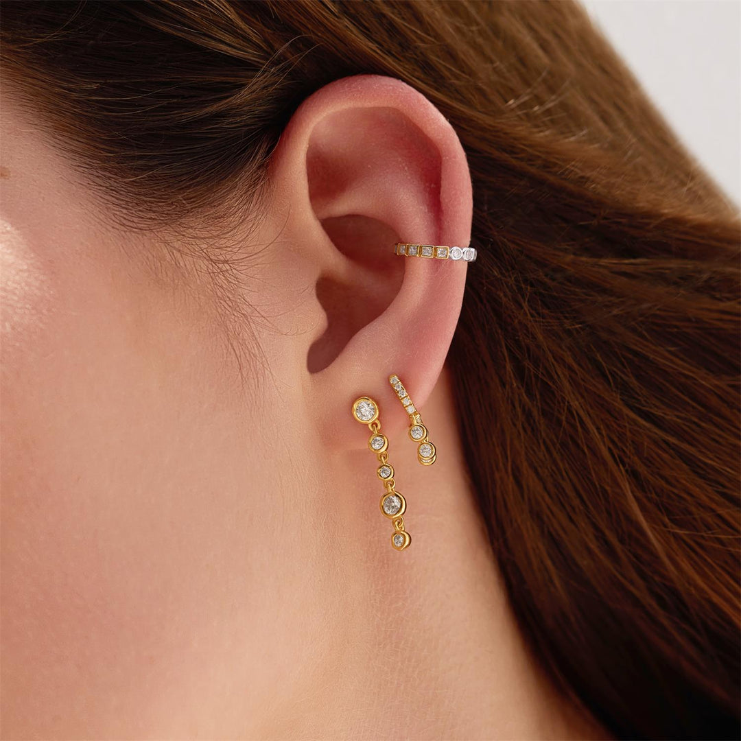 Ania Haie Gold Trio-Drop Huggie Hoop Earrings E074-04G