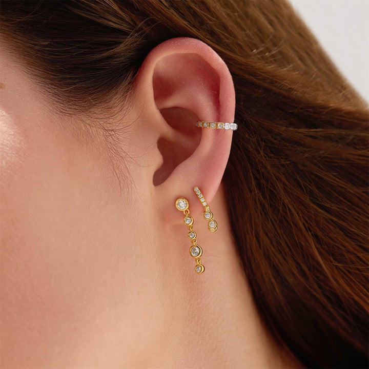 Ania Haie Gold Trio-Drop Huggie Hoop Earrings E074-04G