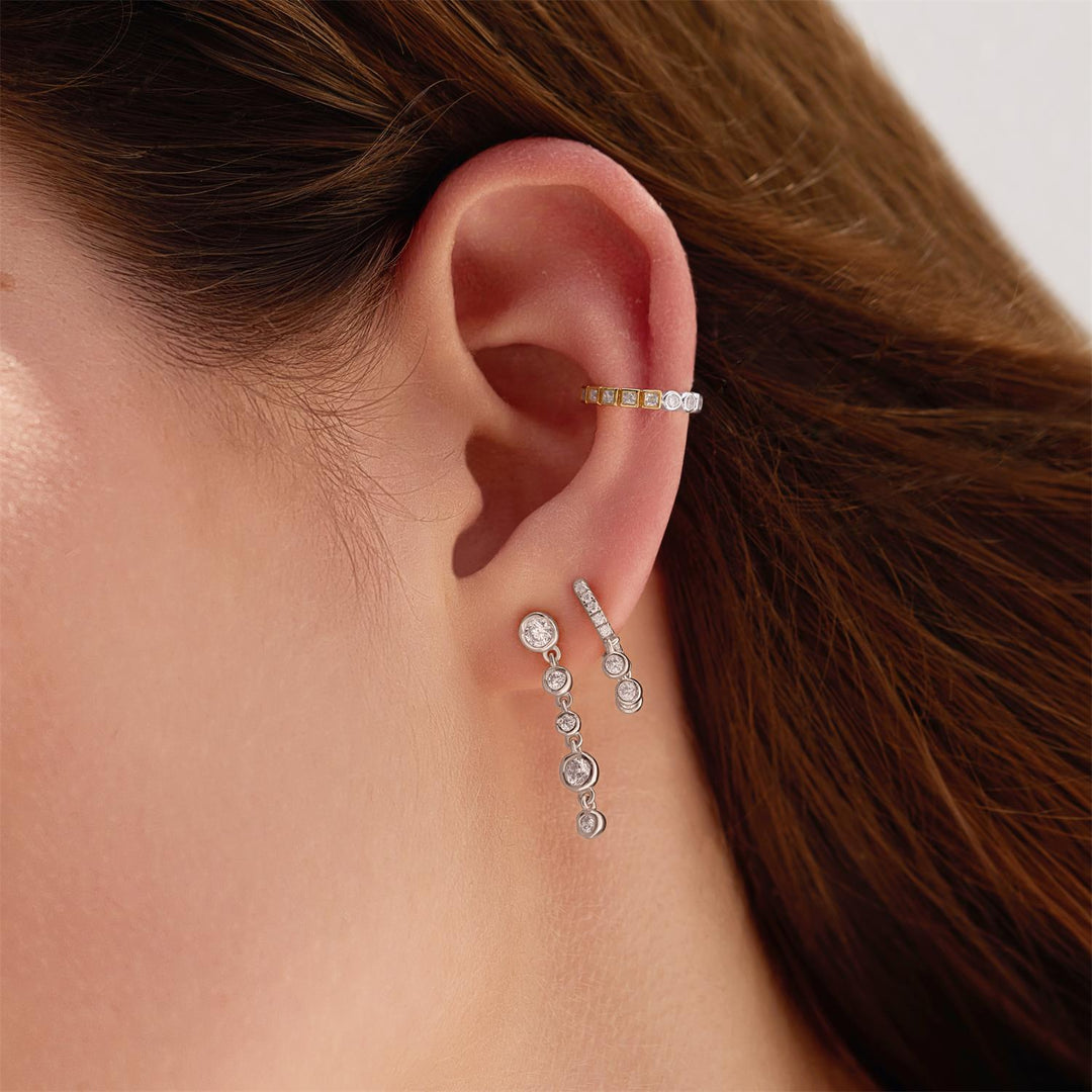 Ania Haie Silver Trio-Drop Huggie Hoop Earrings E074-04H