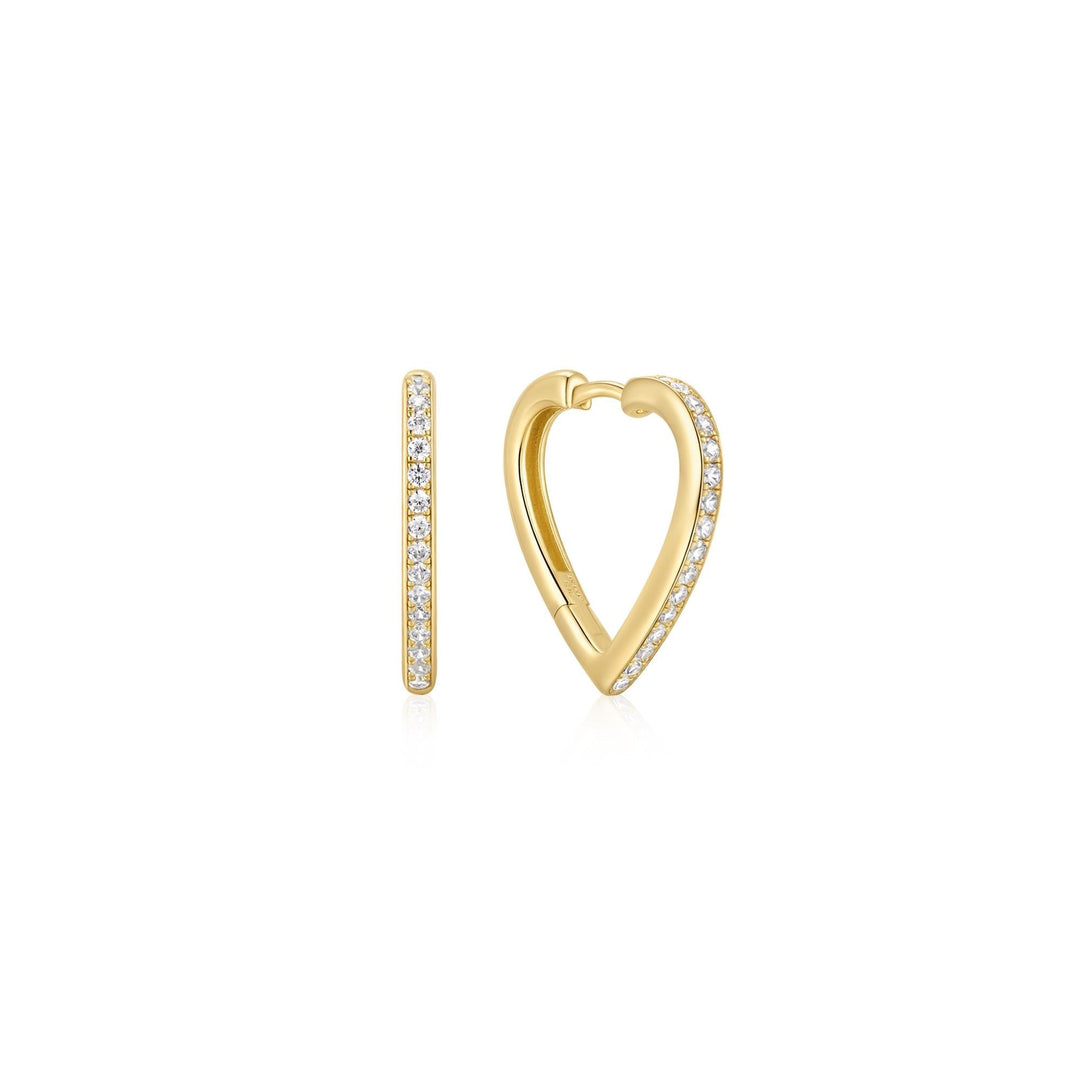 Ania Haie Gold Medium Sparkle Heart Huggie Hoop Earrings E074-08G