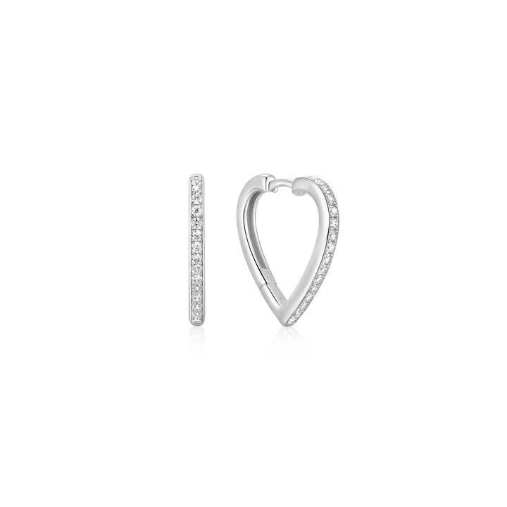 Ania Haie Silver Medium Sparkle Heart Huggie Hoop Earrings E074-08H