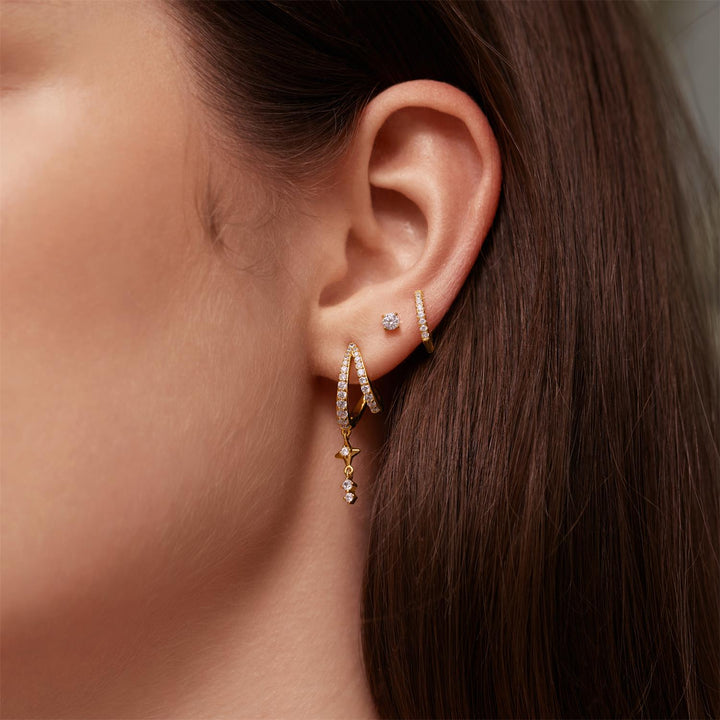 Ania Haie Gold Star Drop Stud Earrings E074-10G