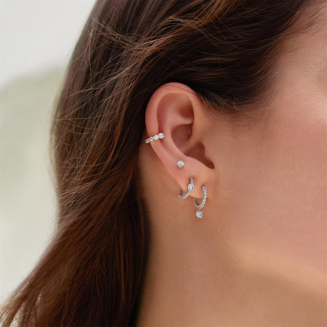 Ania Haie Silver Graduated Sparkle Huggie Hoop Earrings E075-03H