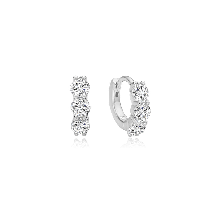 Ania Haie Silver Trio Sparkle Huggie Hoop Earrings E075-05H