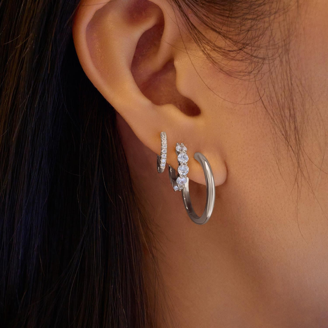 Ania Haie Silver Quintet Sparkle Huggie Hoop Earrings E075-05H
