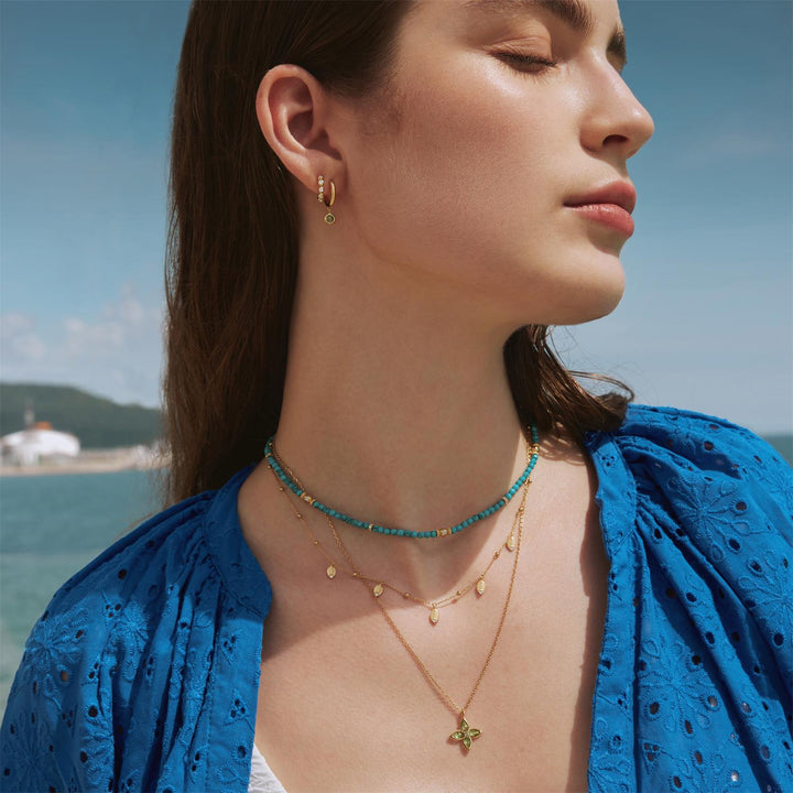 Ania Haie Gold Mint Green Lucky Clover Necklace N073-03G