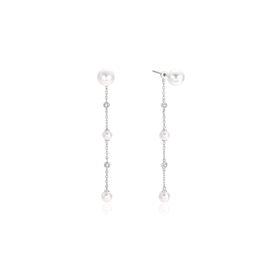 Ania Haie Silver Cascade Shell Pearl Station Drop Stud Earrings E075-12H