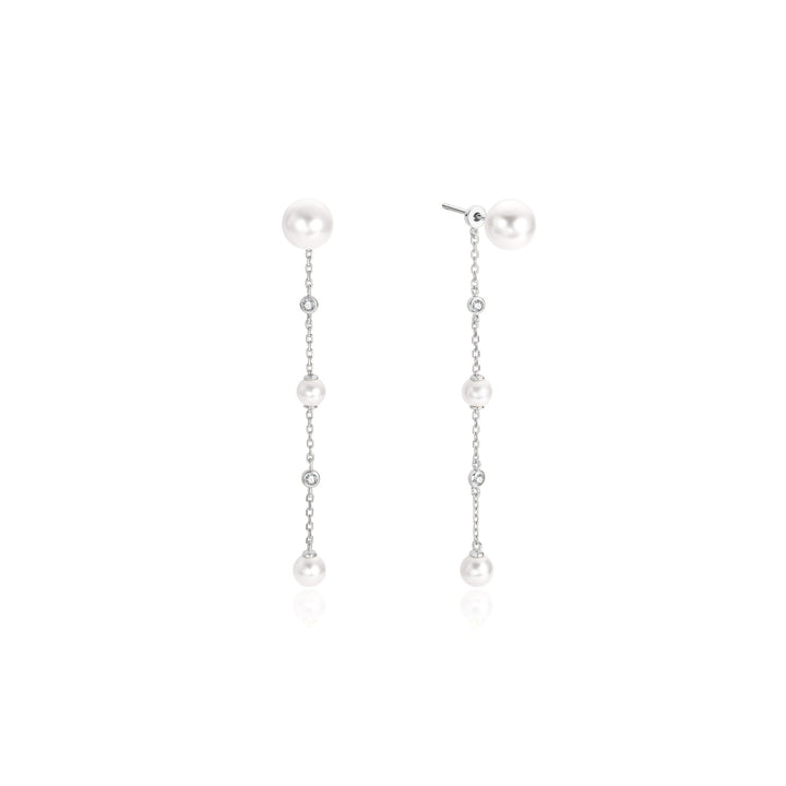 Ania Haie Silver Cascade Shell Pearl Station Drop Stud Earrings E075-12H