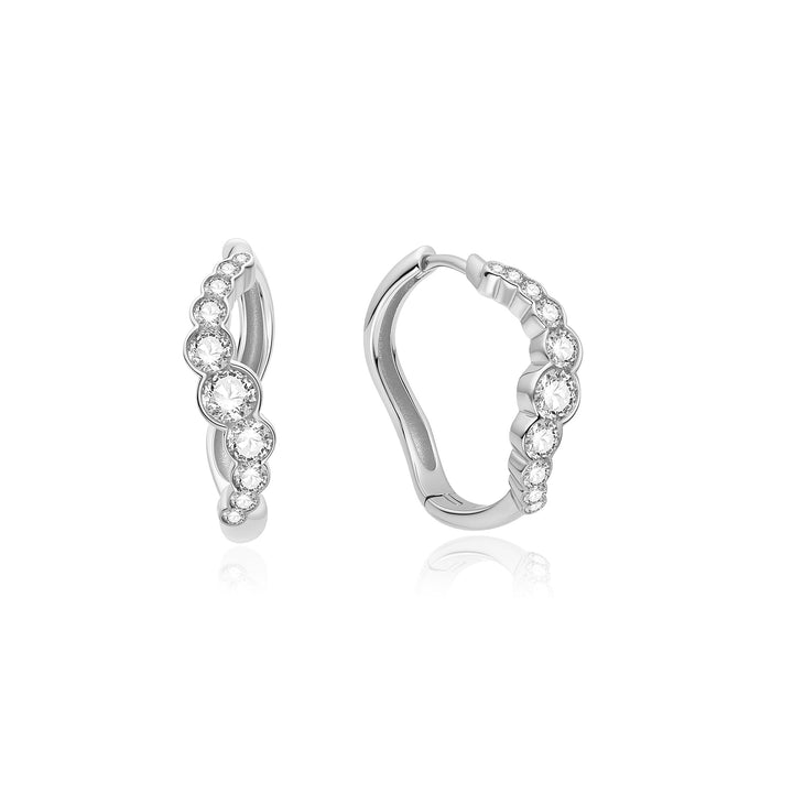 Ania Haie Silver Sparkling Tide Huggie Hoop Earrings E075-13H