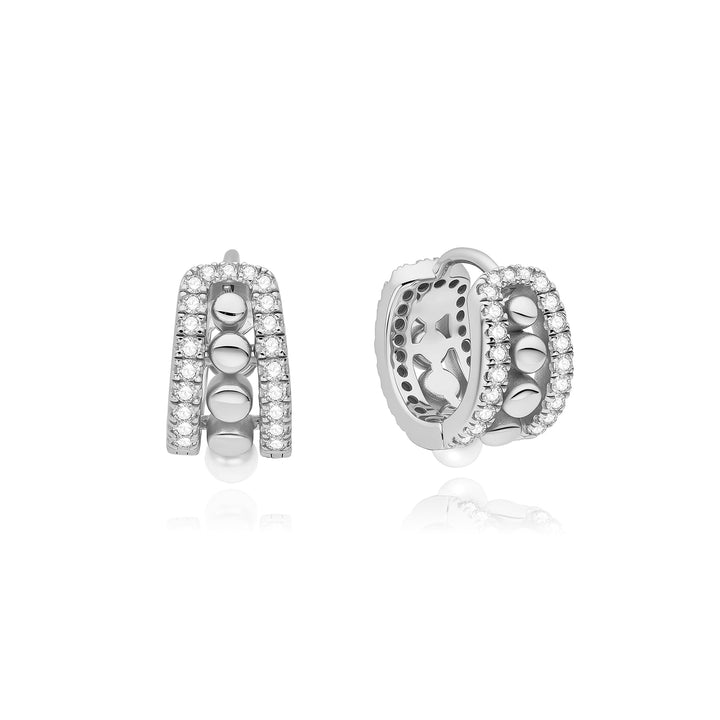 Ania Haie Silver Sparkling Shell Pearl Row Huggie Hoop Earrings E075-15H