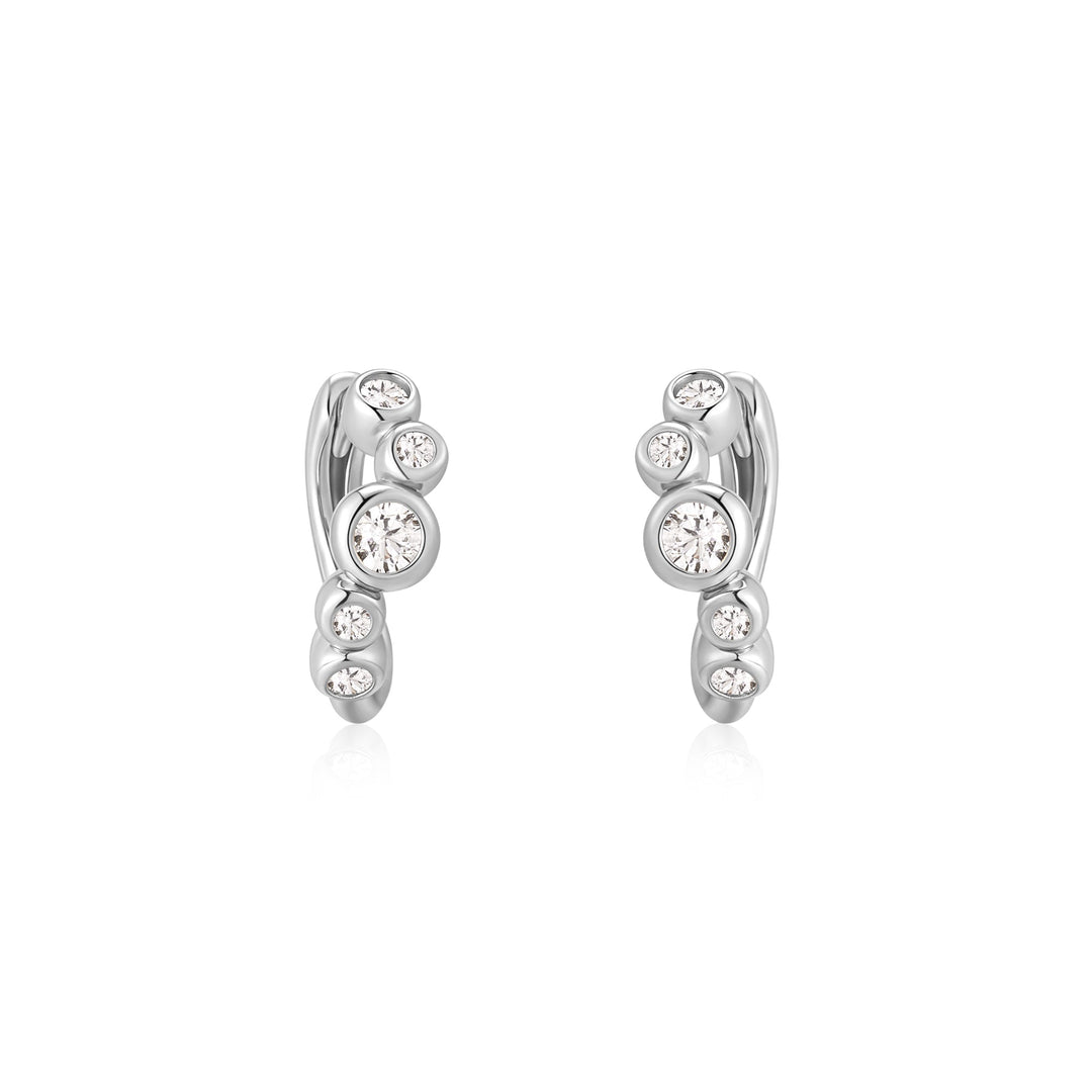 Ania Haie Silver Small Sparkling Tide Huggie Hoop Earrings E075-17H