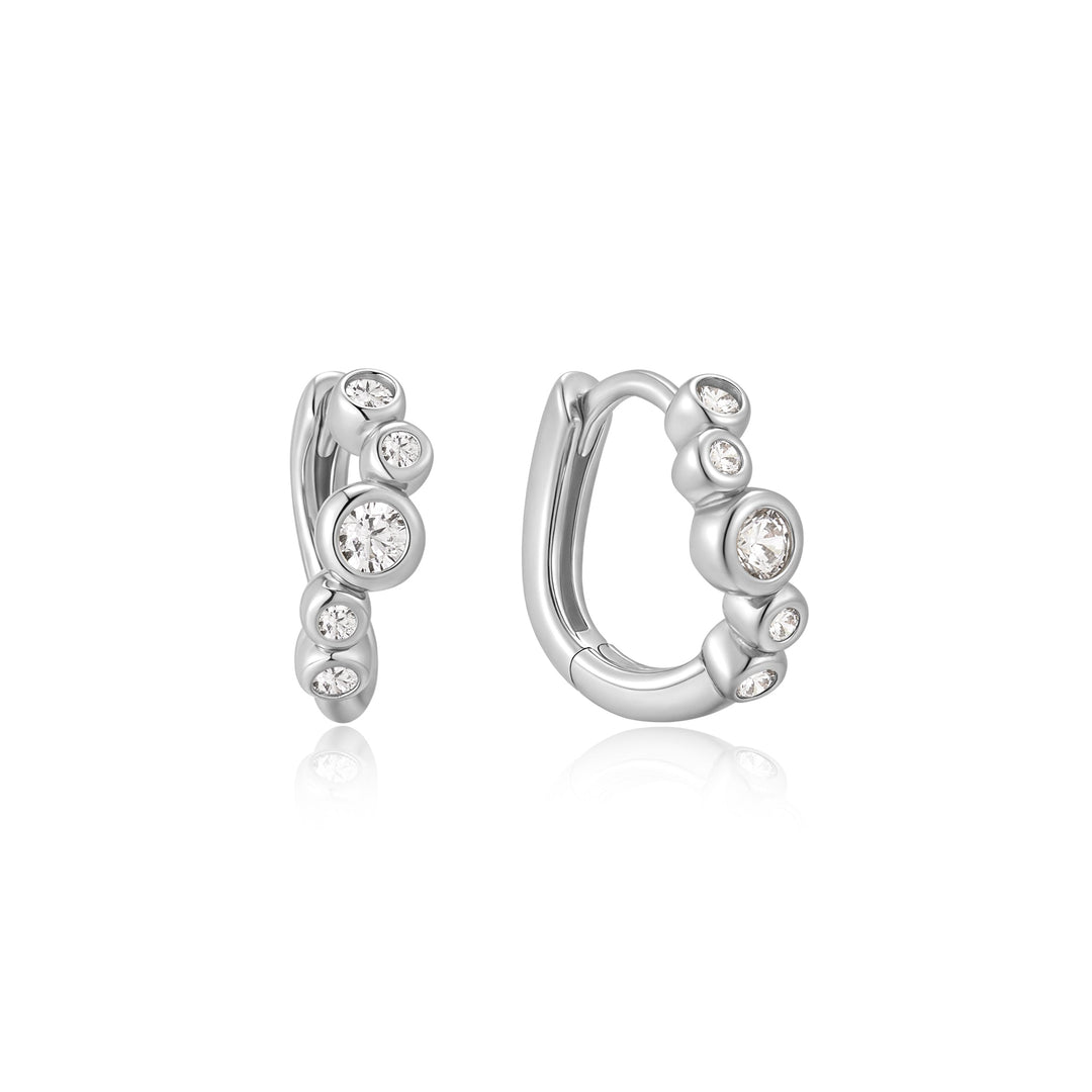 Ania Haie Silver Small Sparkling Tide Huggie Hoop Earrings E075-17H