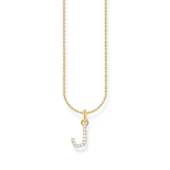 THOMAS SABO NECKLACE with Letter Pendant J and White Zirconia - GOLD TKE2249Y