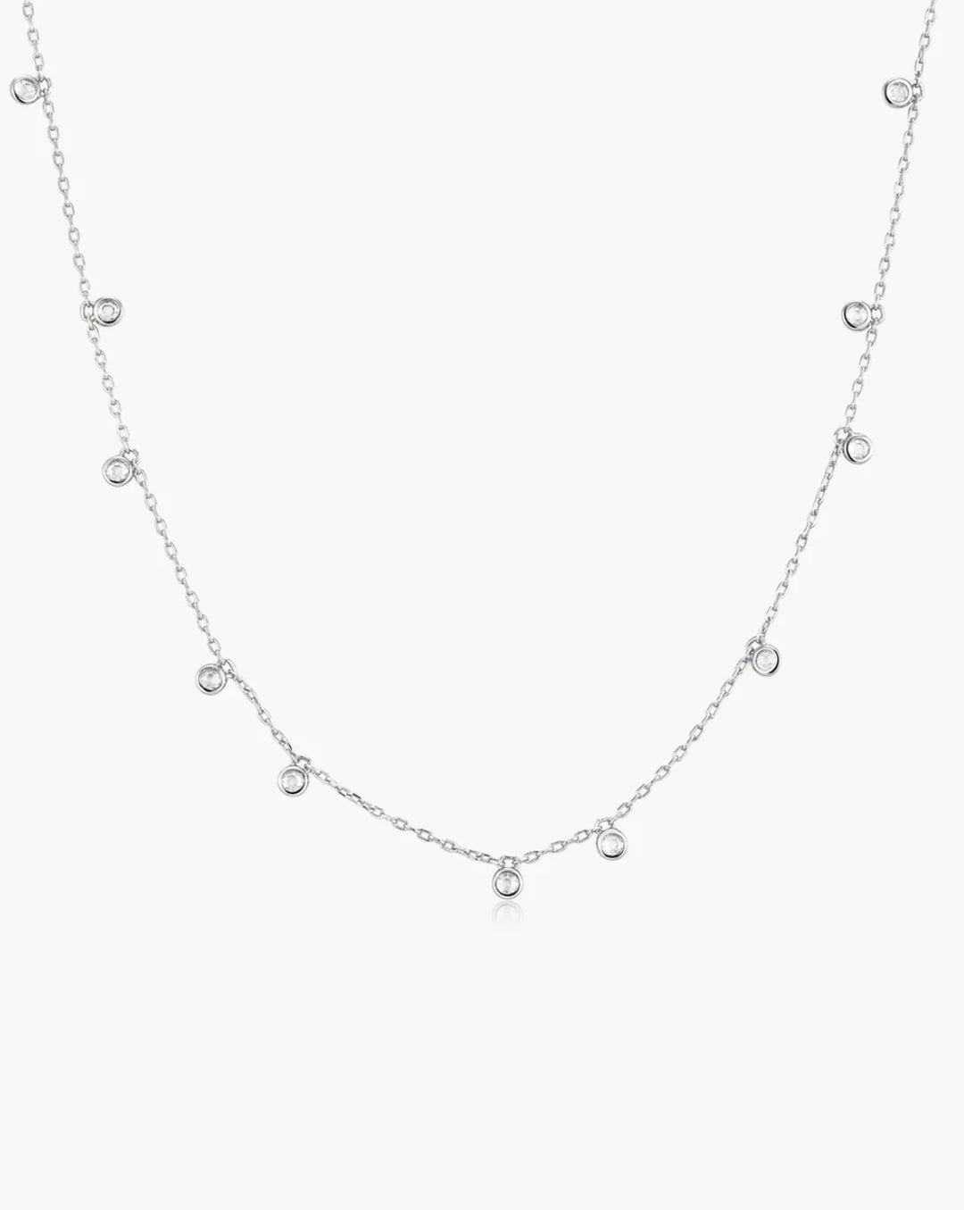 Ania Haie Silver Bezel-Set Droplet Station Necklace N076-05H