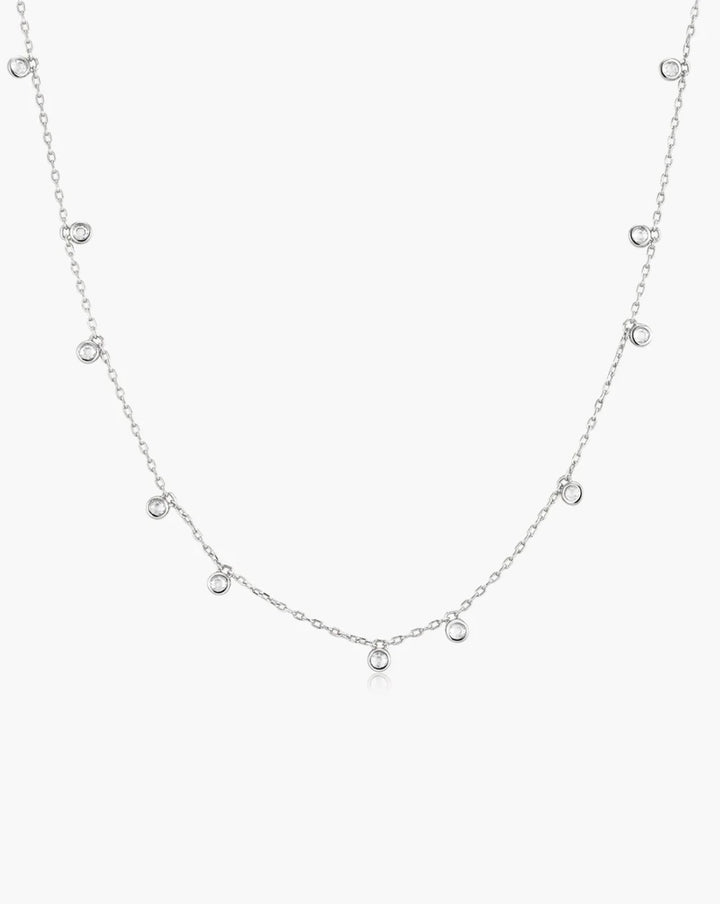 Ania Haie Silver Bezel-Set Droplet Station Necklace N076-05H