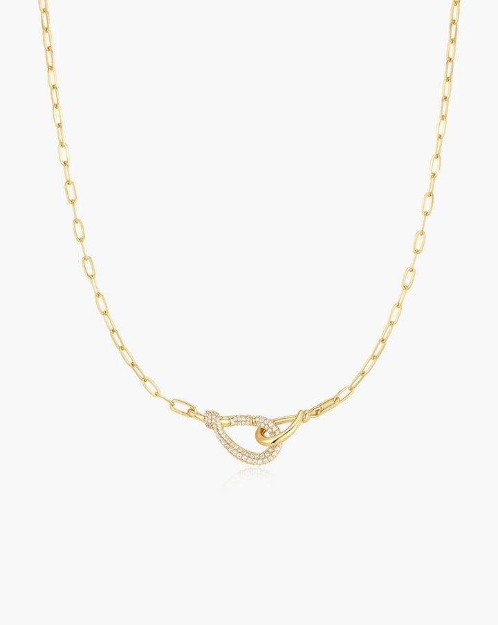 Ania Haie Gold Interlocked Pavé & Polished Knot 43cm Necklace N077-05G