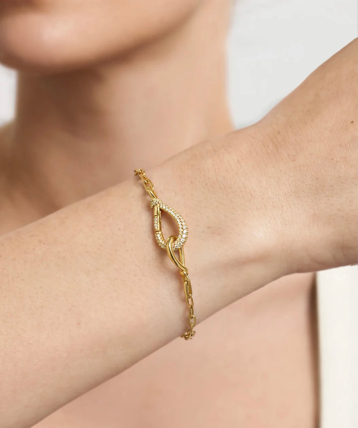 Ania Haie Gold Interlocked Pavé & Polished Knot 17.8mm Bracelet B077-03G