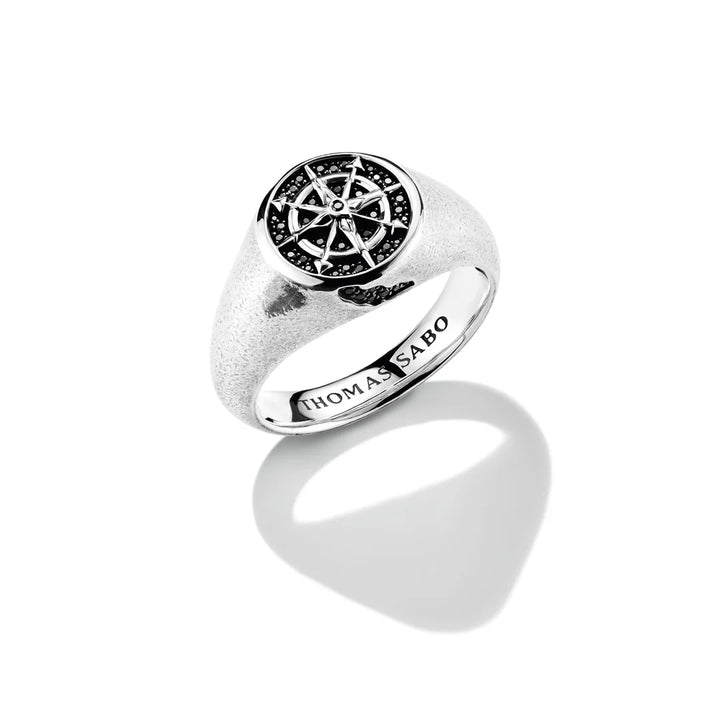 THOMAS SABO Signet Ring Compass Black Zirconia TR2515M