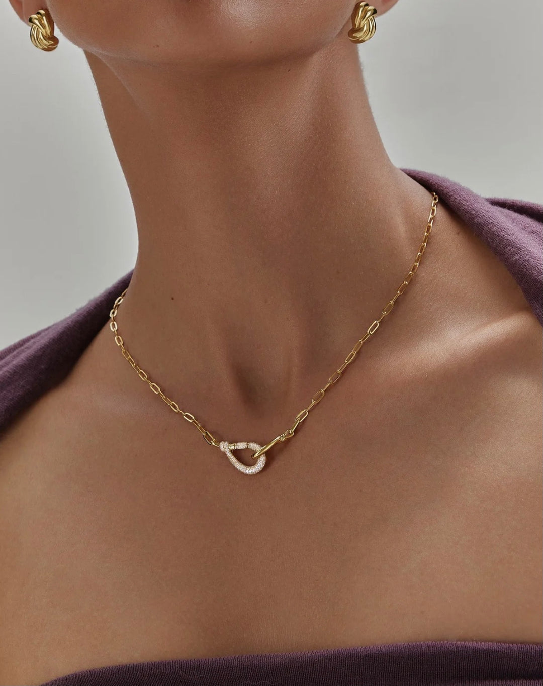Ania Haie Gold Interlocked Pavé & Polished Knot 43cm Necklace N077-05G