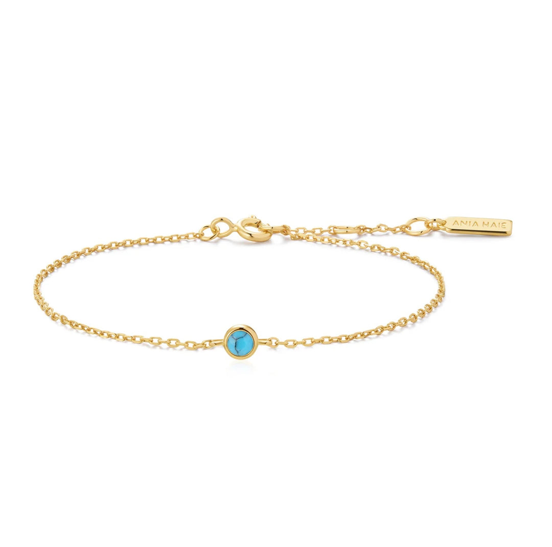 Ania Haie Gold Bezel-Set Lab-Created Turquoise Solitaire Bracelet B073-01G