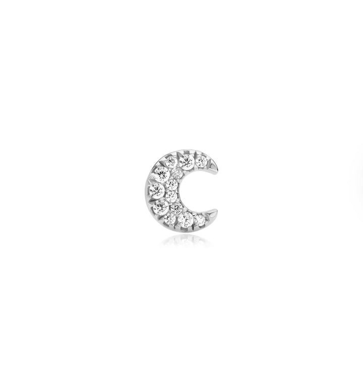 Ania Haie Silver Pave Crescent Moon Barbell Single Earring E070-07H