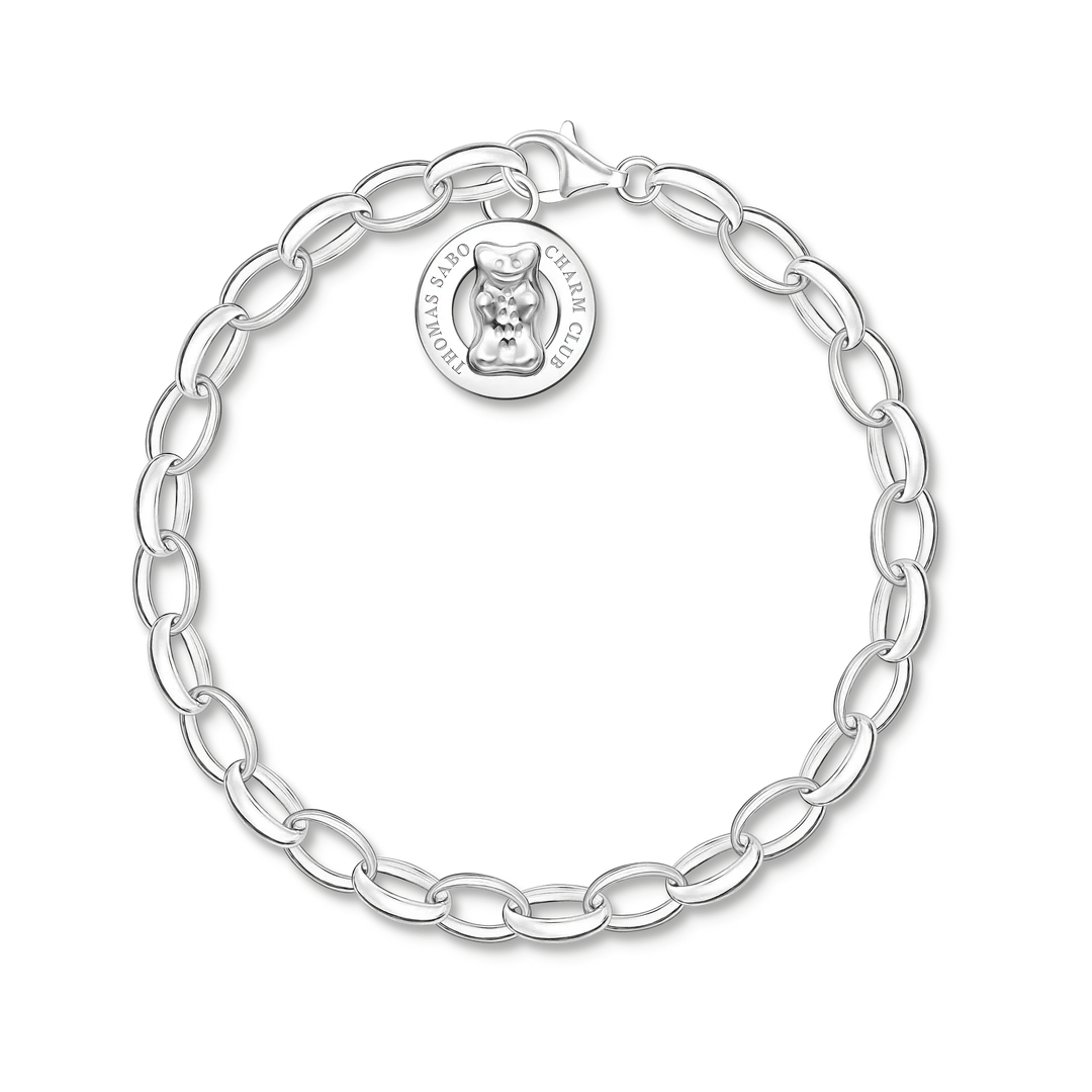 THOMAS SABO Charm Bracelet with Gold Bear Logo Ring Silver TX0291