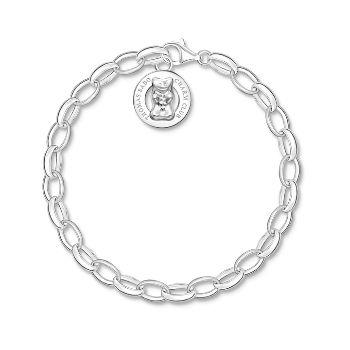 THOMAS SABO Charm Bracelet with Gold Bear Logo Ring Silver TX0291