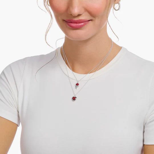 THOMAS SABO NECKLACE with Red Rose Pendant TKE2219