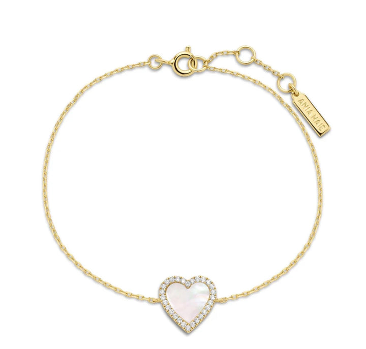 Ania Haie Gold Mother of Pearl Halo Heart Bracelet B071-05G