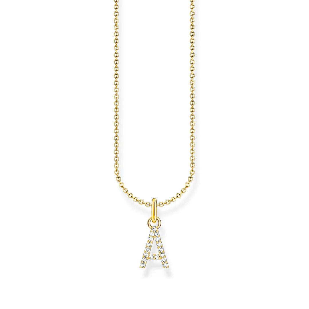 THOMAS SABO NECKLACE with Letter Pendant A and White Zirconia - GOLD TKE2240Y