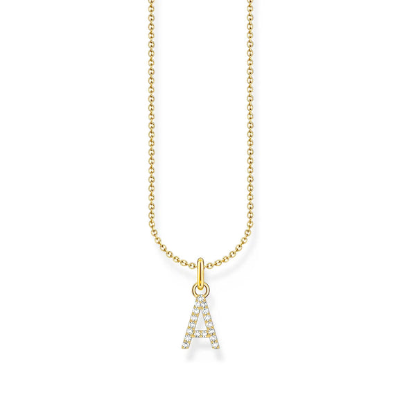 THOMAS SABO NECKLACE with Letter Pendant A and White Zirconia - GOLD TKE2240Y