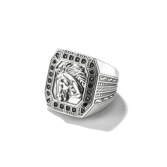 THOMAS SABO Horse Head Signet Ring with Zirconia Stones TR2533B