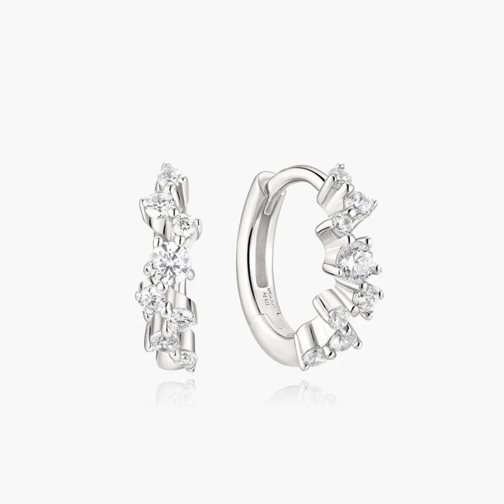 Ania Haie Silver Zig-Zag Pave Huggie Hoop Earrings E079-09H