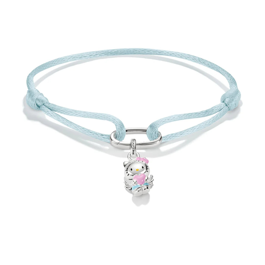 THOMAS SABO Hello Kitty Textile Bracelet Light Blue with Charm TA2244