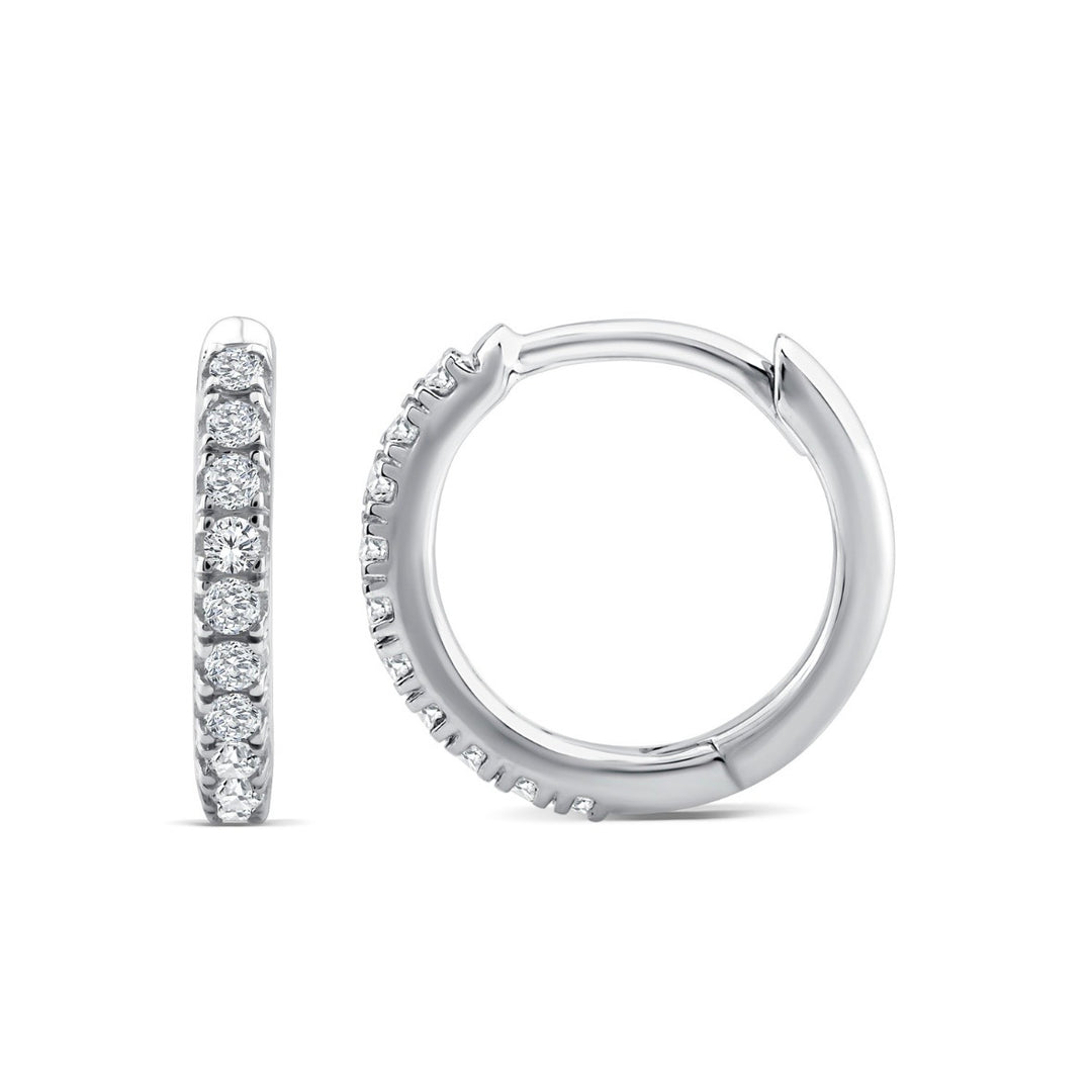 Lab Diamond 9K White Gold 0.12ct F VS 9mm Hoop Earrings LGEH-2076W