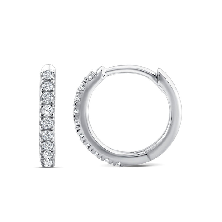 Lab Diamond 9K White Gold 0.12ct F VS 9mm Hoop Earrings LGEH-2076W