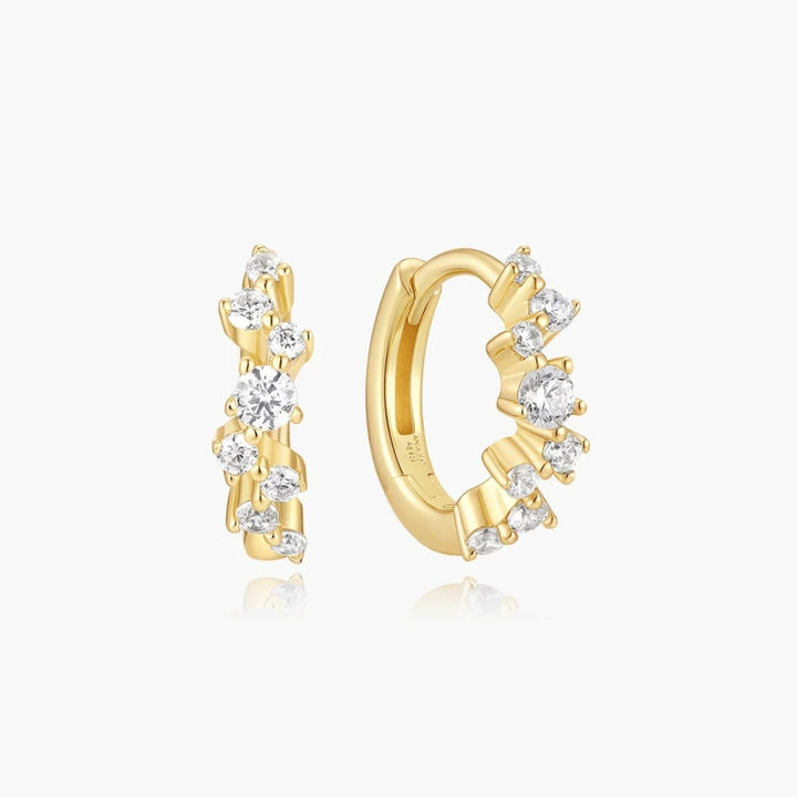 Ania Haie Gold Zig-Zag Pave Huggie Hoop Earrings E079-09G