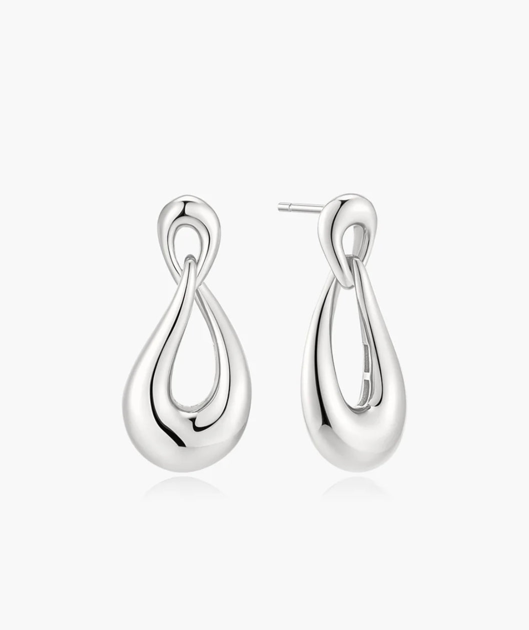 Ania Haie Silver Interlocked Waves Stud Hoop Earrings E077-06H