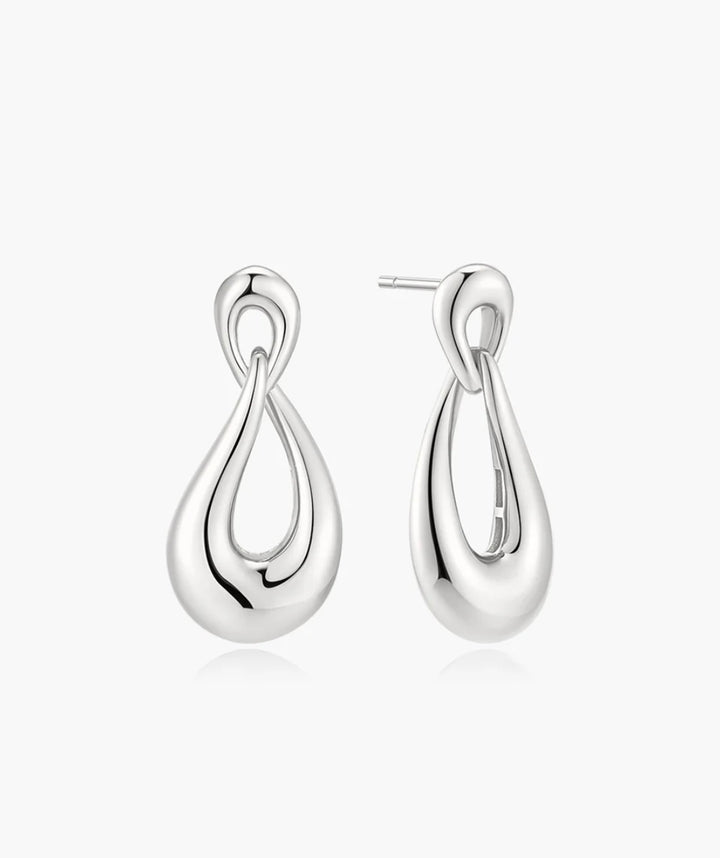 Ania Haie Silver Interlocked Waves Stud Hoop Earrings E077-06H