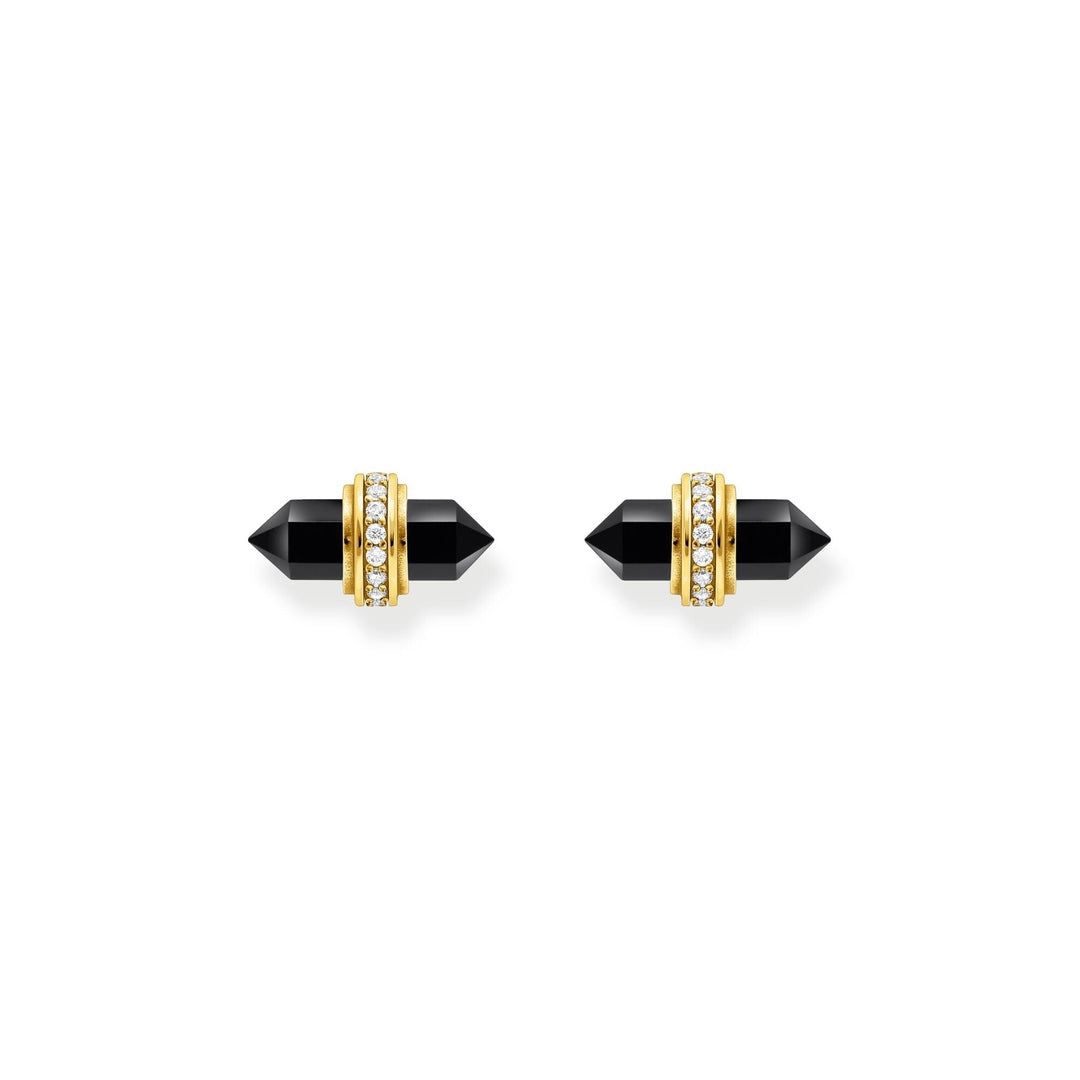 THOMAS SABO Crystal Ear Studs with Onyx Gold TH2281BLY