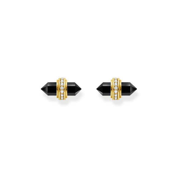 THOMAS SABO Crystal Ear Studs with Onyx Gold TH2281BLY