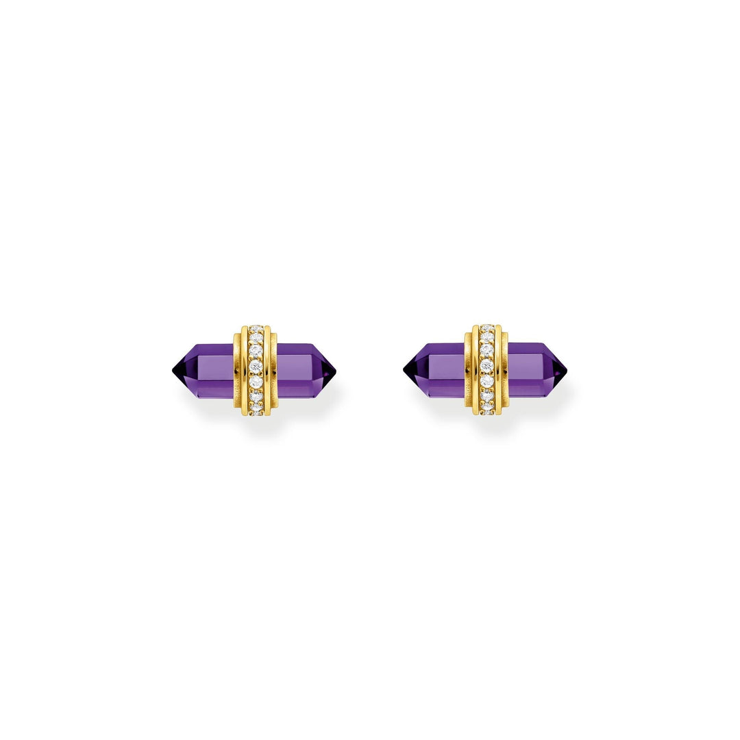 THOMAS SABO Crystal Stud Earrings with Imitation Amethyst Gold TH2281AMY