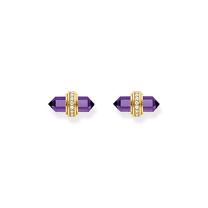 THOMAS SABO Crystal Stud Earrings with Imitation Amethyst Gold TH2281AMY